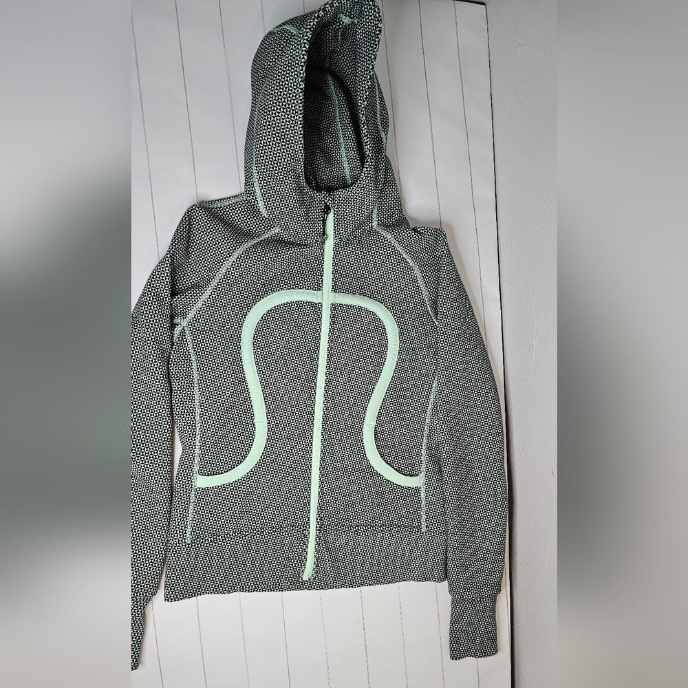 Lululemon Scuba Double Diamond Hooded Lined Zip-Up teal Hoodie Jacket - Picture 7 of 10